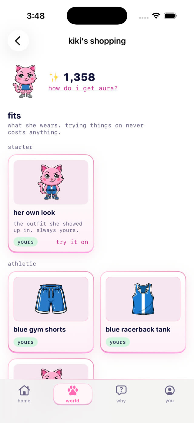 The Kiki shop with outfits to buy